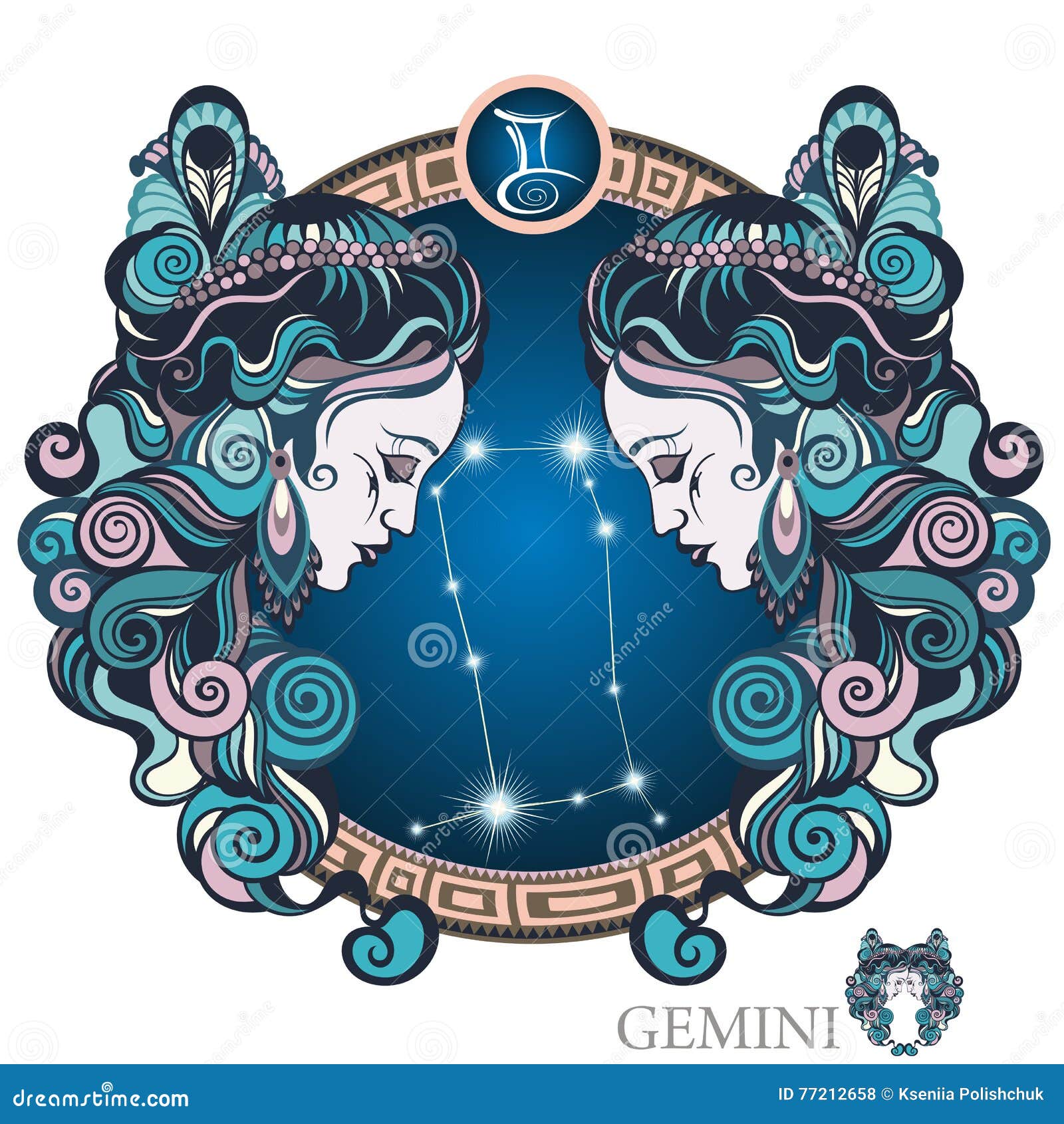 Géminis Muestra Del Zodiaco Ilustración del Vector Ilustración de