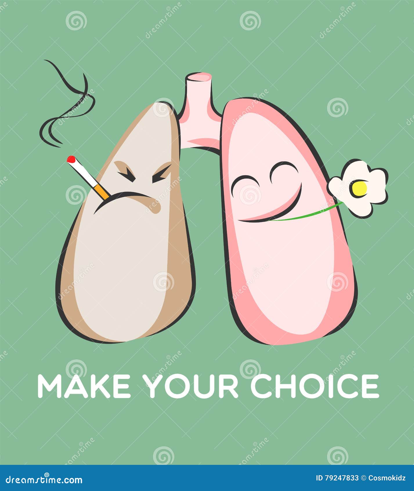 Gör din primaa affisch Röka och sunda lungor Fara av rök Positiva och negativa tecken också vektor för coreldrawillustration
