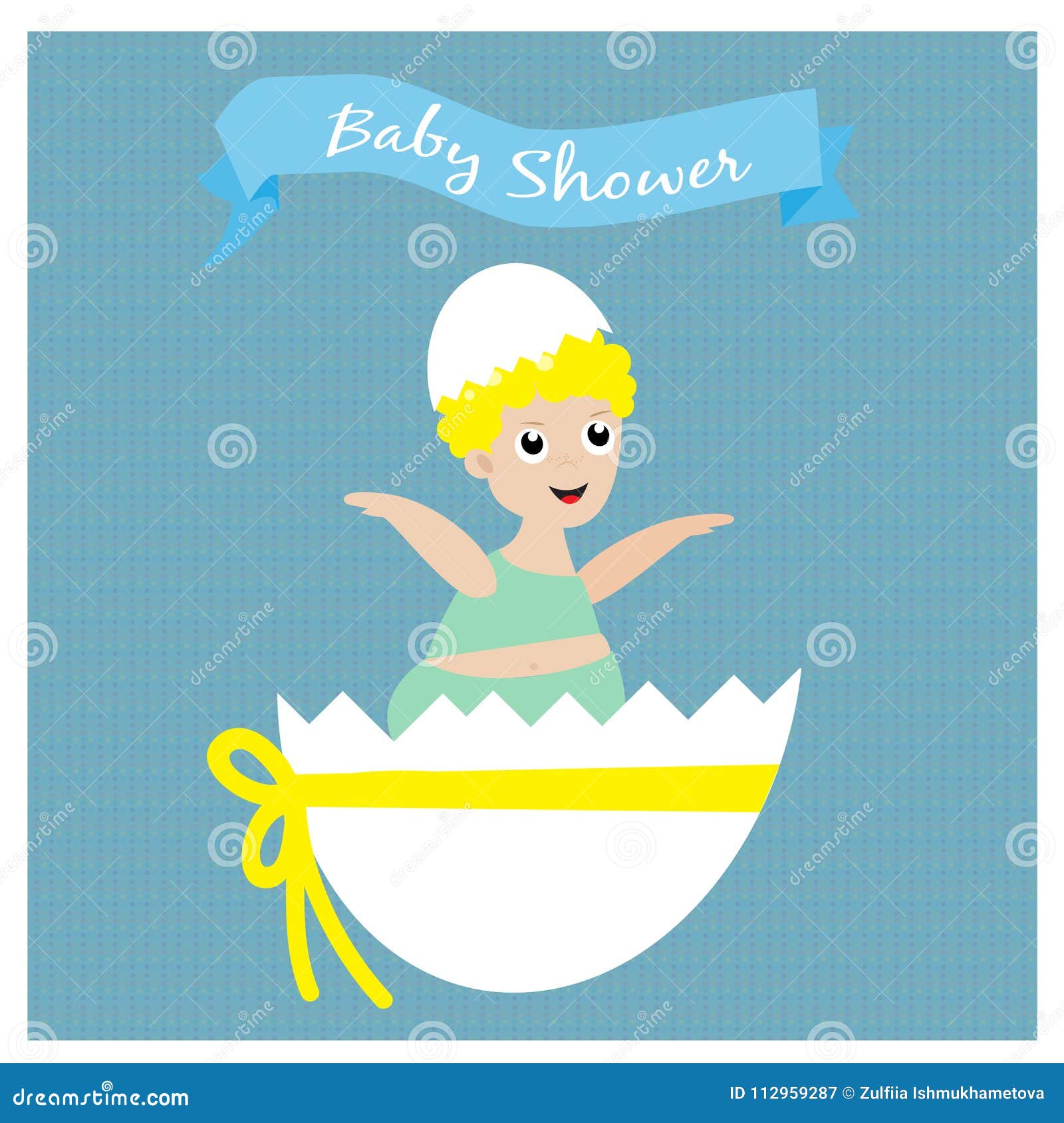 Hälsningkort För Baby Shower Eller Nyfött Gullig Pys I ägget 
