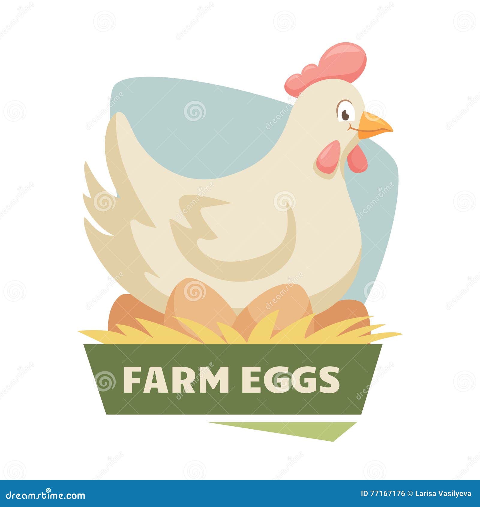 Höna på ägg vektor illustrationer. Illustration av etikett - 77167176