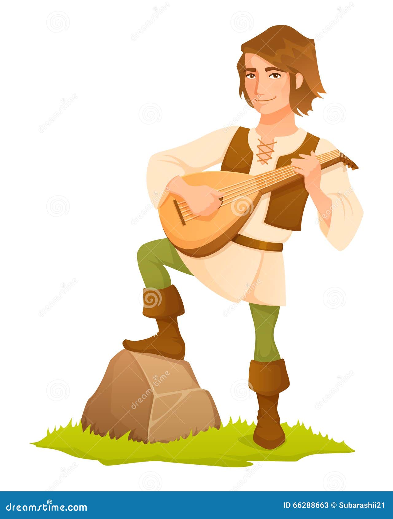 Hubscher Mittelalterlicher Barde Mit Einem Dichtungskitt Vektor Abbildung Illustration Von Spielen Romantisch 66288663