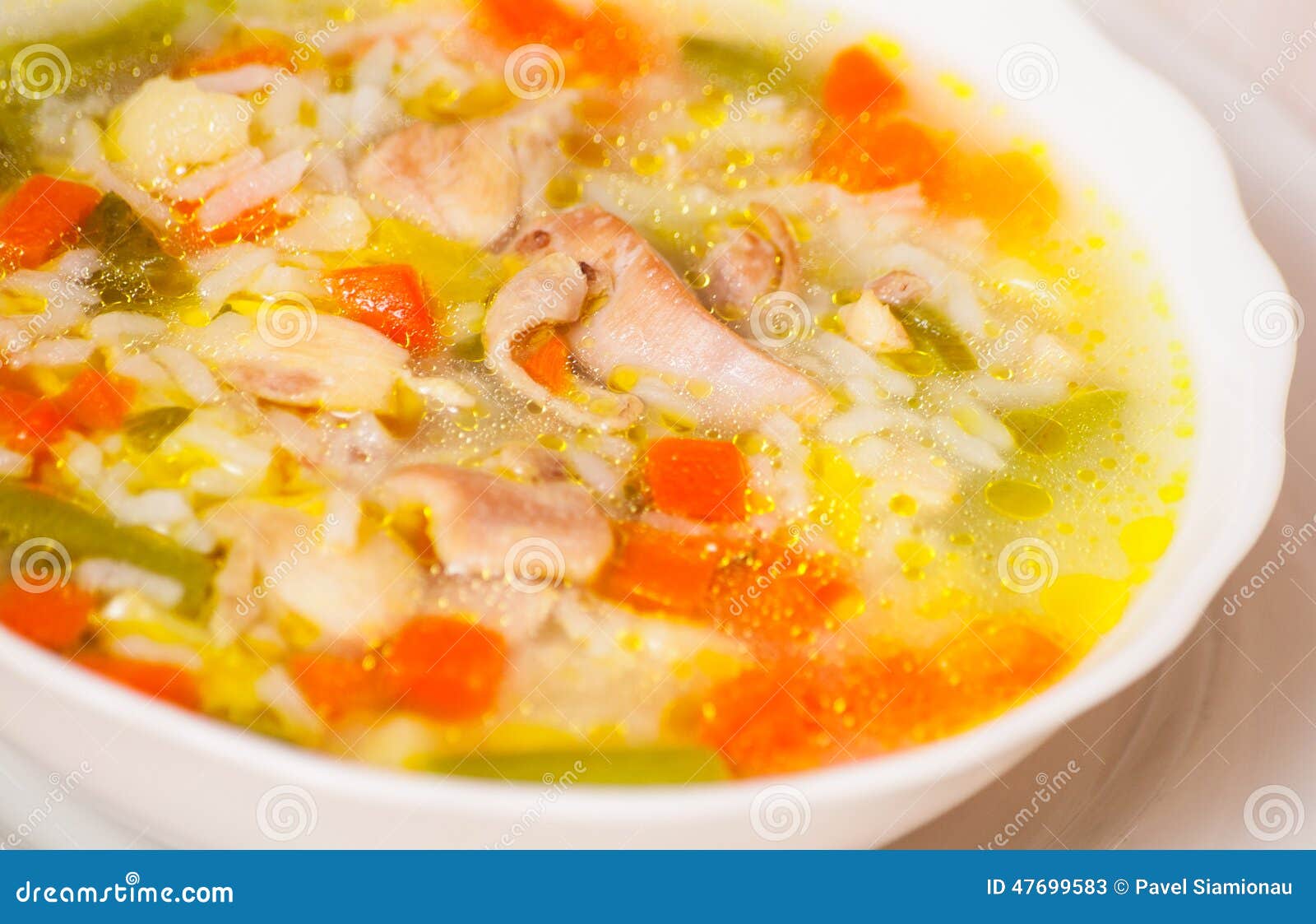 Hühnersuppe Mit Gemüse Und Reis Stockbild - Bild von teller ...