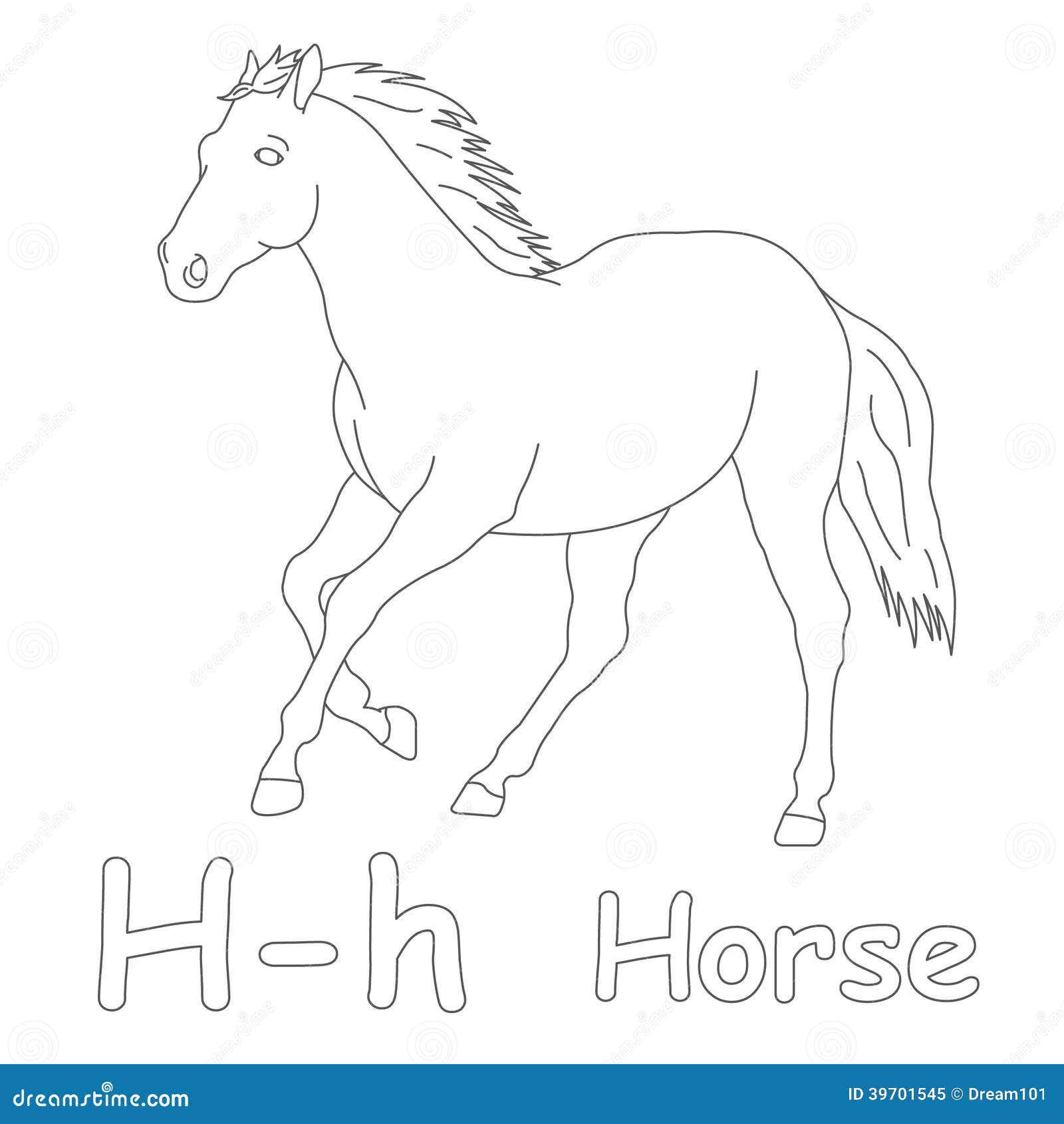 Download H for Horse Coloring Page stock illustration. Illustration of pages - 39701545