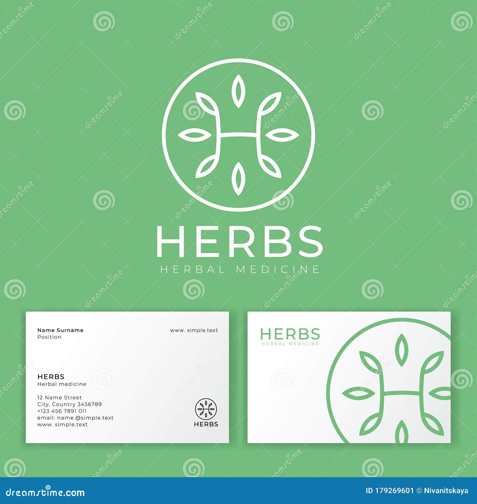 H Monogram with Leaves. Pharmacy of Medicine Herbs. Logo for Spa ...