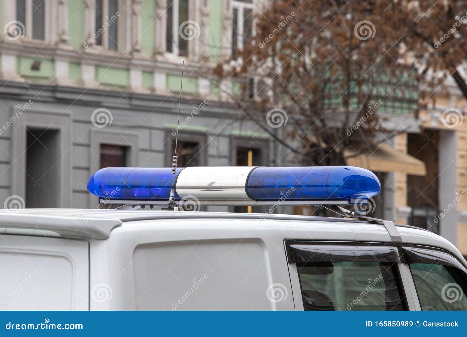 Ha Spento Il Segnale Lampeggiante Blu Di Un'auto Della Polizia Scena Del  Crimine Immagine Stock - Immagine di lampadina, agenzia: 165850989