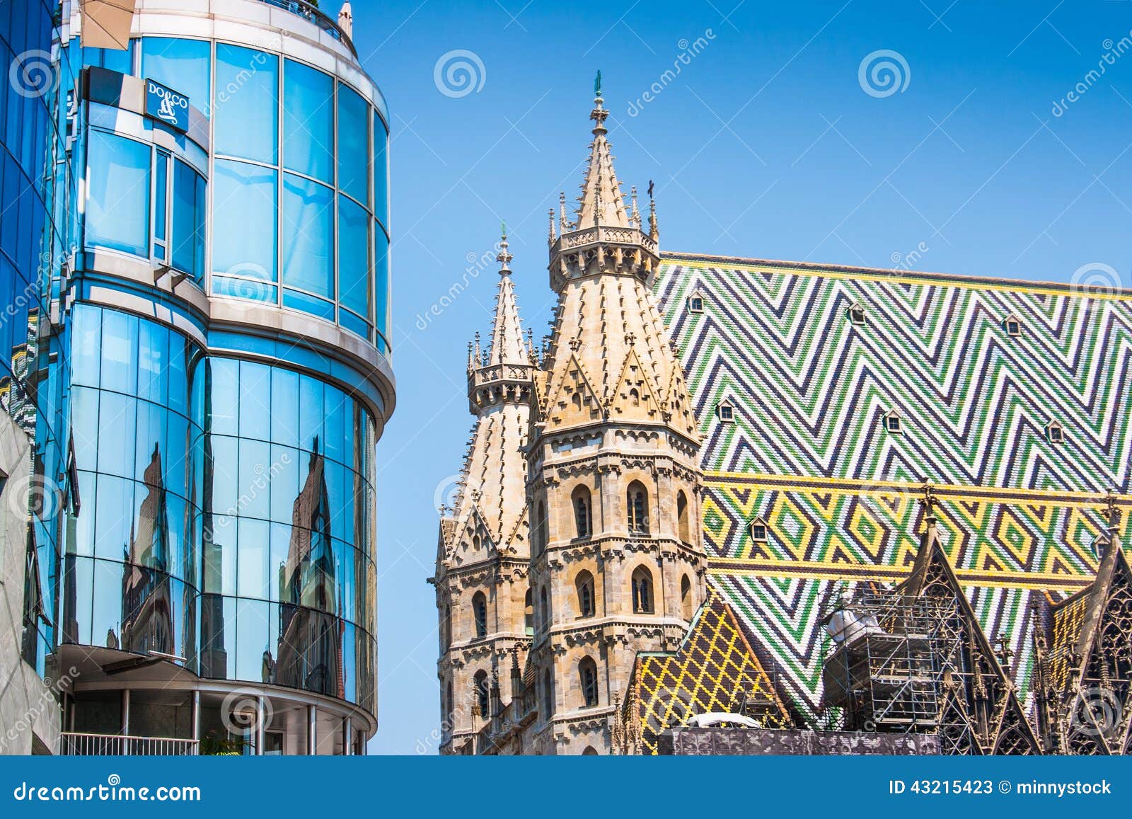 haas haus with st. stephen's cathedral in vienna, austria
