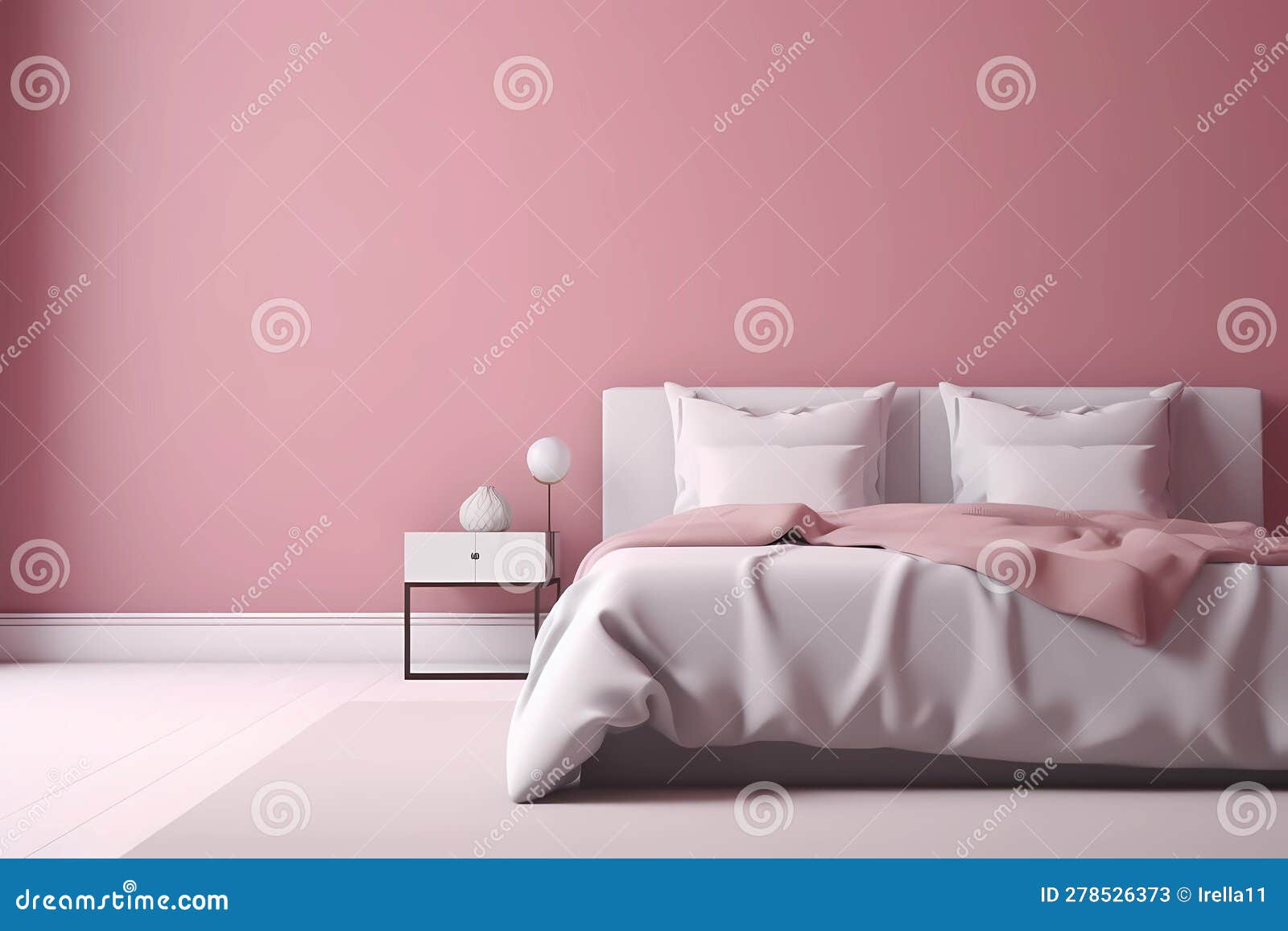 Interior de la habitación en color rosa monocromático con
