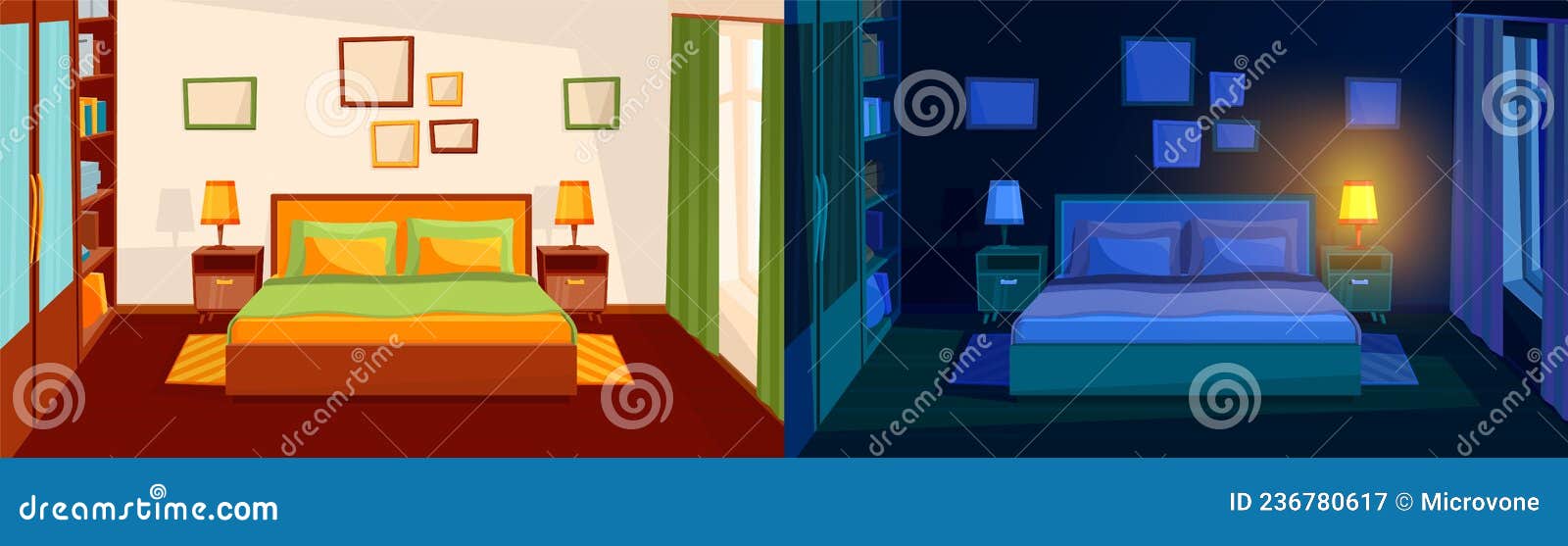 Luz-lámpara Nocturna De Los Niños Del Vector De La Noche-lámpara En Sistema  Del Ejemplo Del Dormitorio De Noche De Iluminación in Ilustración del  Vector - Ilustración de apartamento, muebles: 152803504