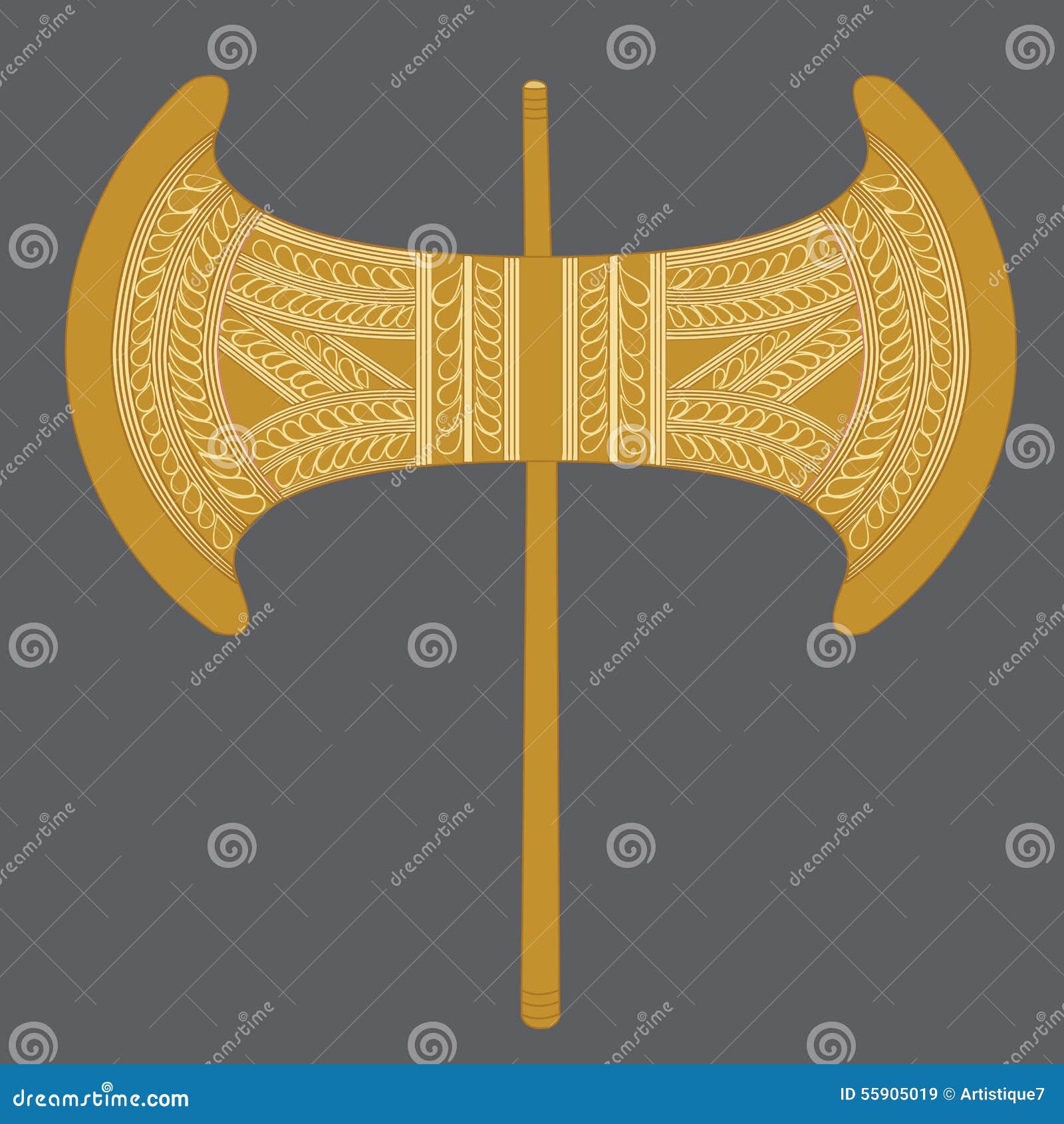 Hacha Doble De Oro De Labrys Minoan Ilustración del Vector