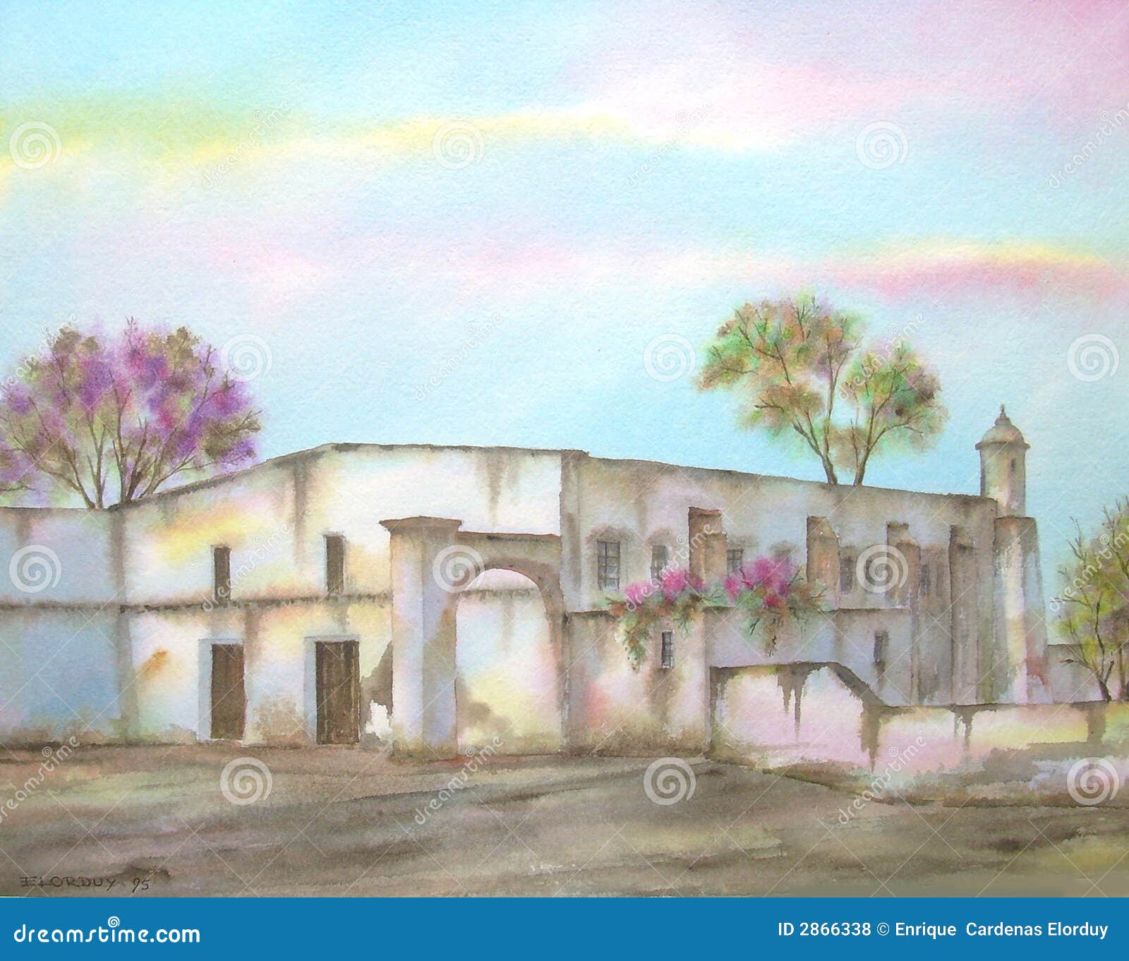 Hacienda Mexicana En Michoacan Stock de ilustración - Ilustración de  turismo, hacienda: 2866338