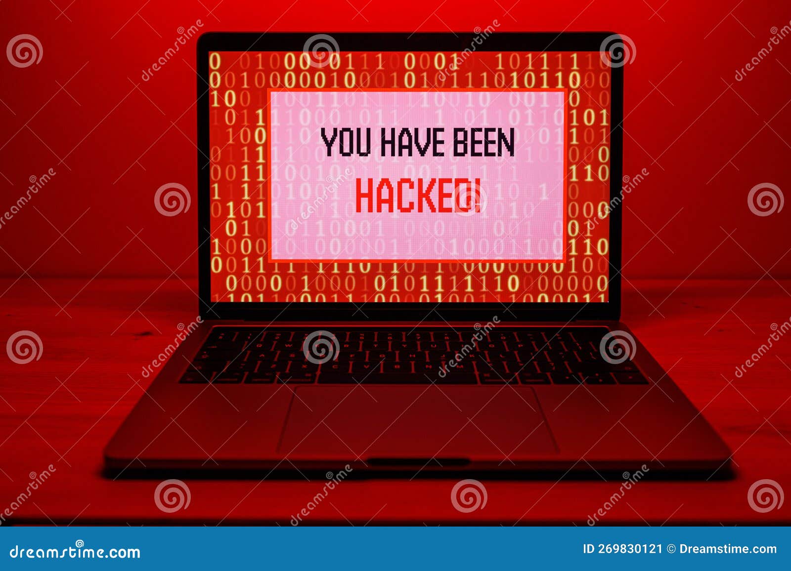 Hacker Attack on Computer. Warning Text on PC You Have Been Hacked Stock Image Image of