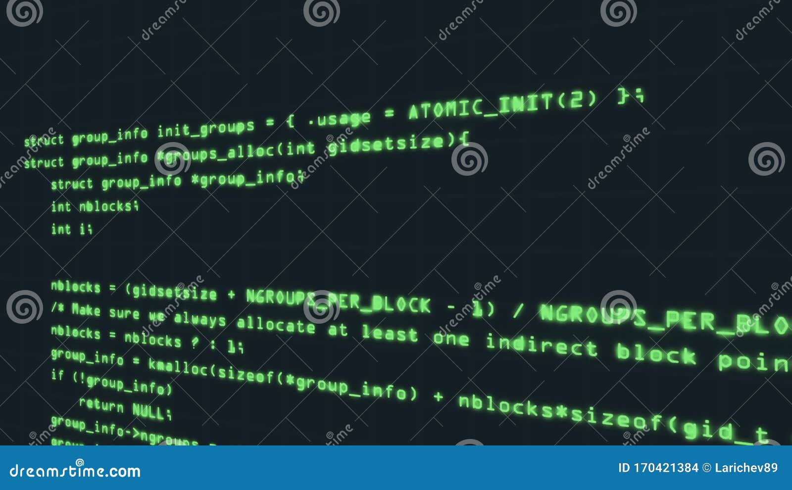 Hacker Code Running Down a Computer Screen Terminal. Motion 3D ...