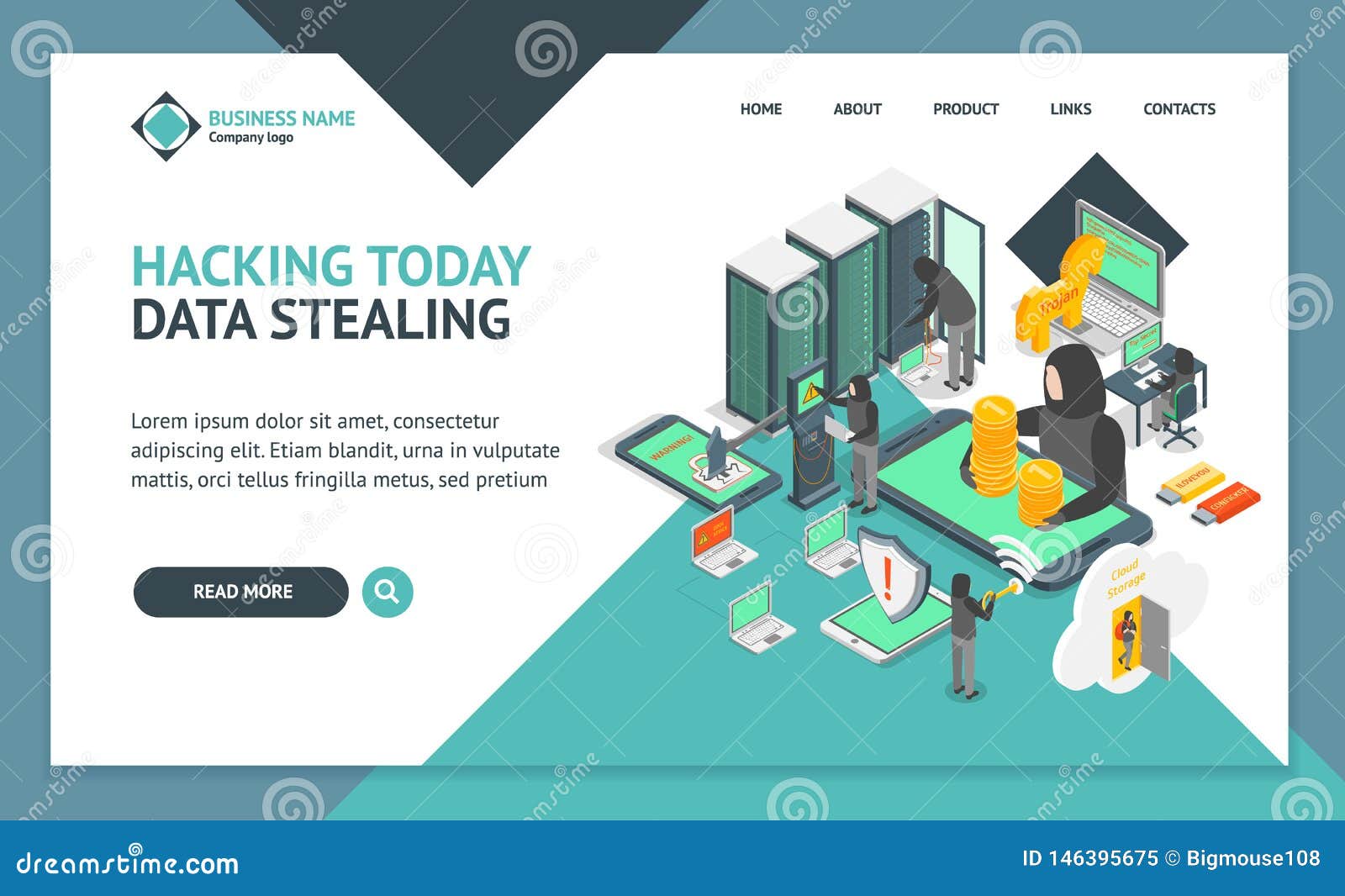Hacker Landing Web Page Template 3d Set Isometric View. Vector Stock Hacker Landing Web Page Template 3d Set Isometric View. Vector Stock