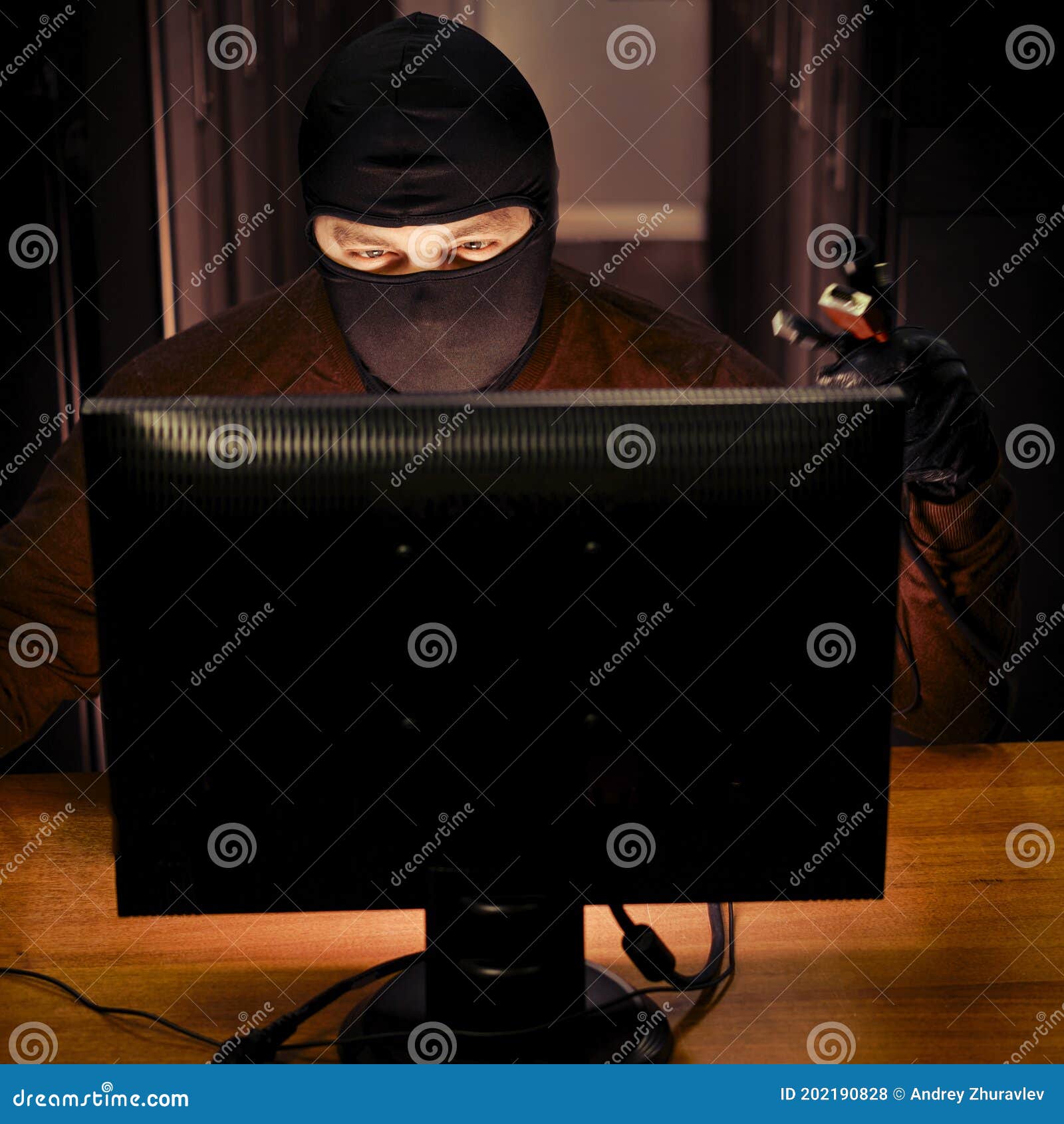 Hacker Near Server Equipment in Hand with Wires for Hacking. Concept of