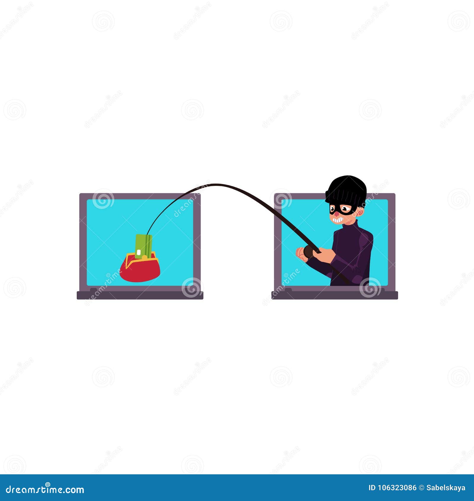 Hacker Stealing Credit Card from with Fishing Rod Stock Vector -  Illustration of crime, cyberspace: 106323086