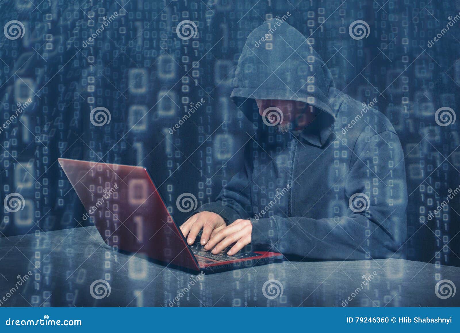 Hacker At Work Stock Photo. Image Of Binary, Command - 79246360