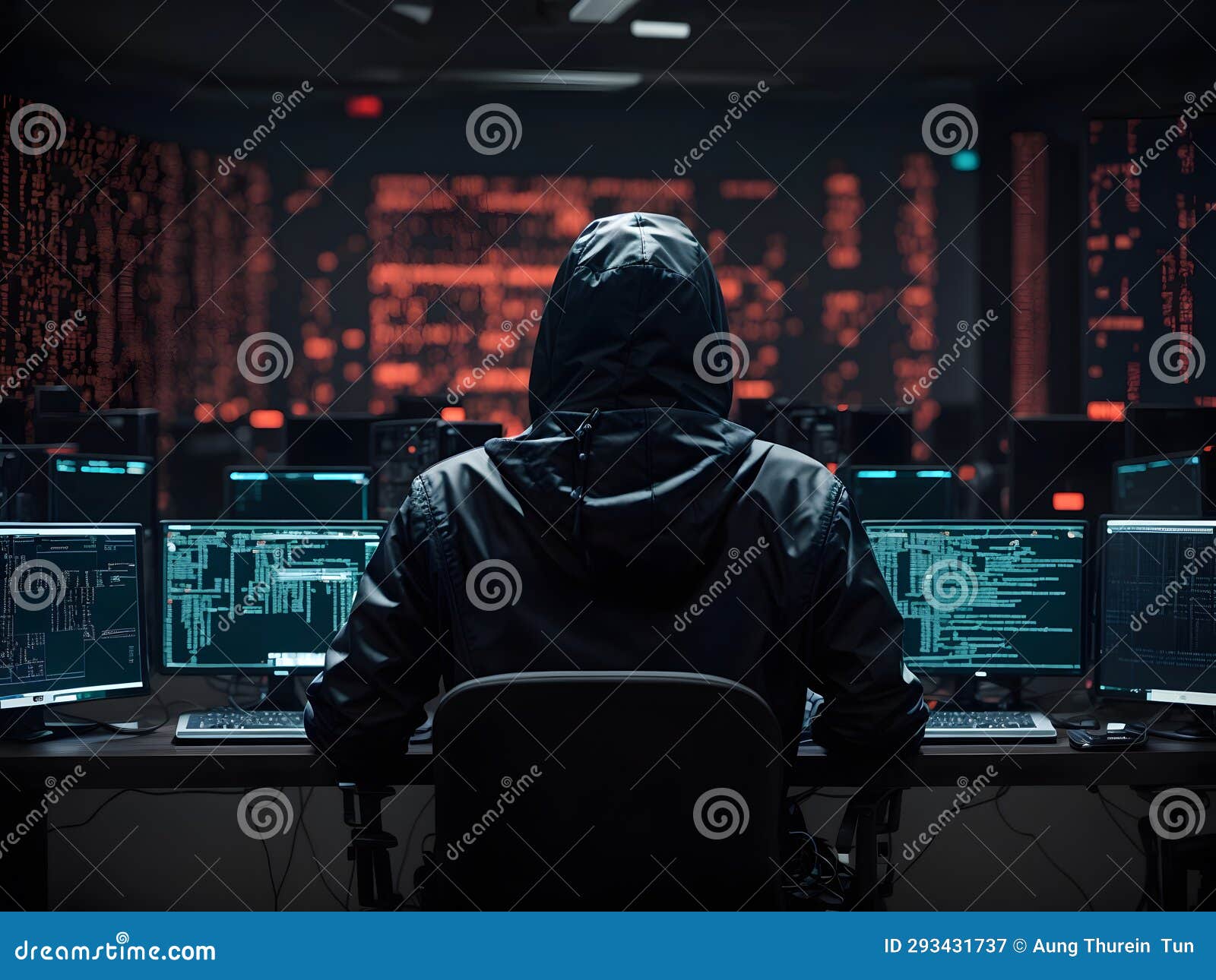 Hackers Using Laptops with Binary Codes Digital Interfaces Stock Image Image of blurry, device