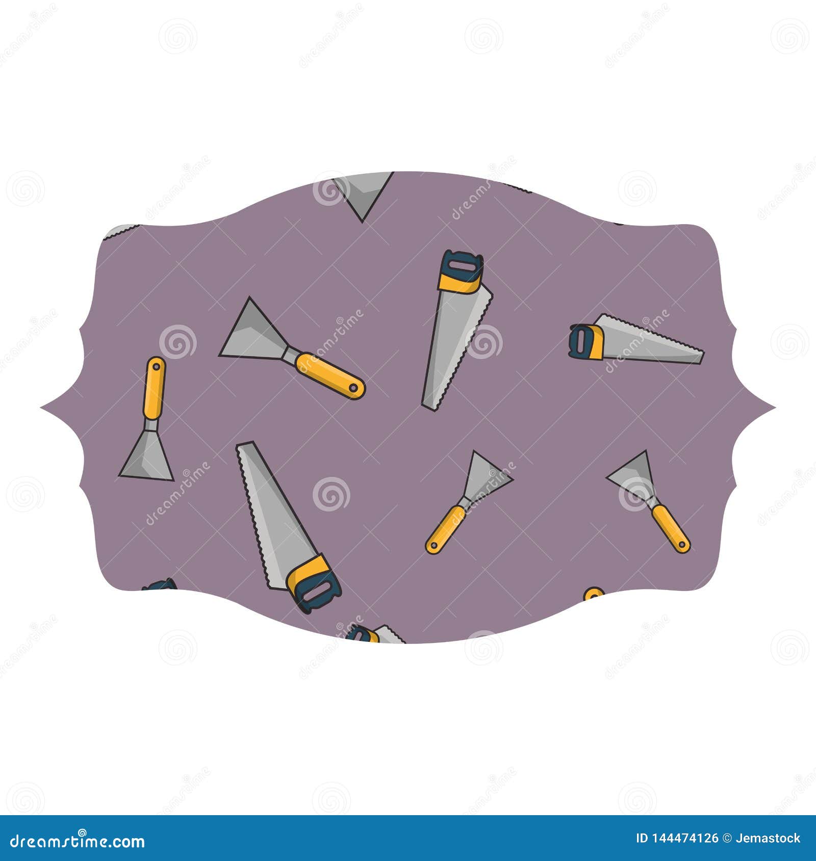Hacksaw and Spatula Label Frame Stock Vector Illustration of