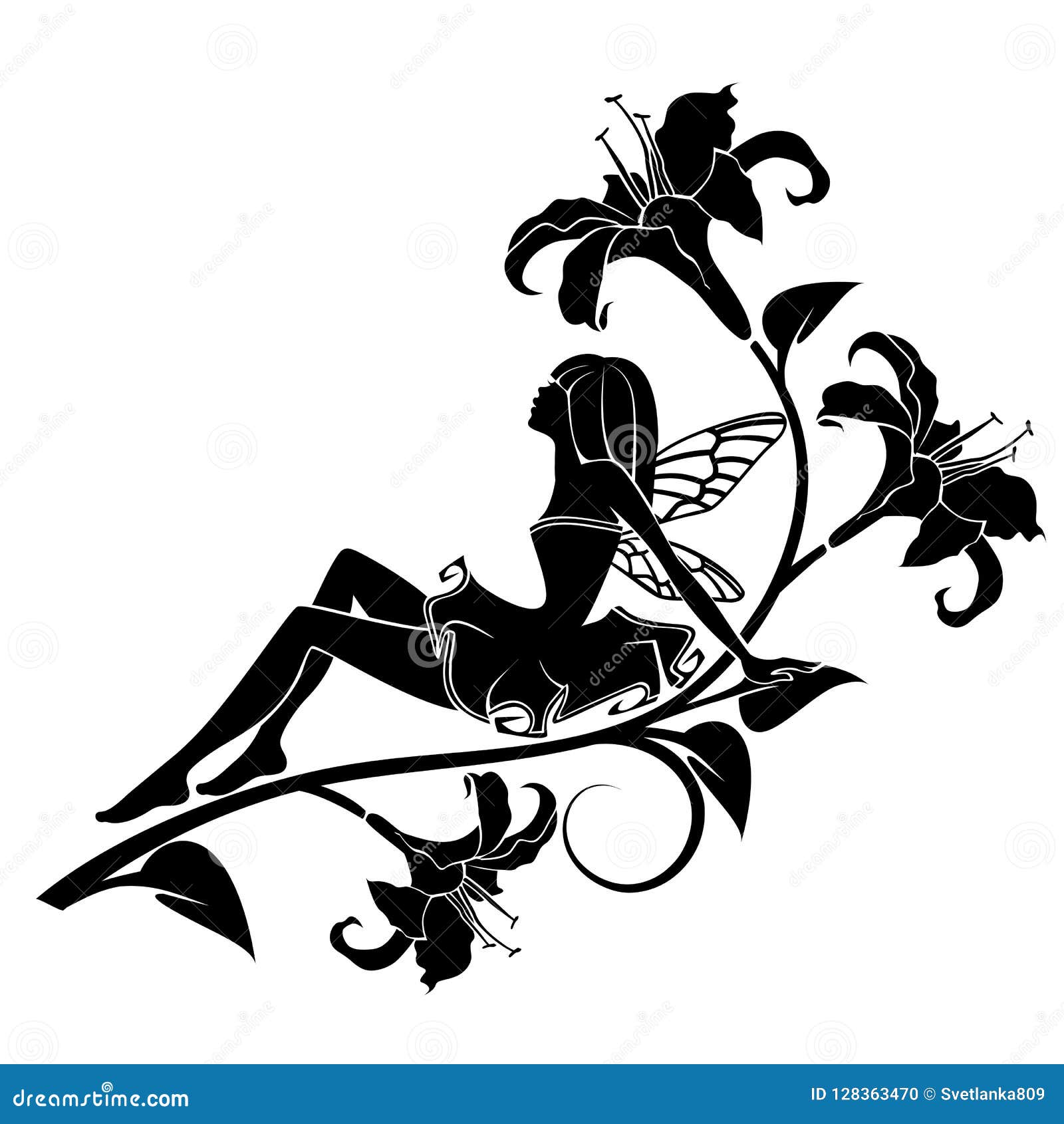 Hada con flores ilustración del vector. Ilustración de diva - 128363470 Hada con flores ilustración del vector. Ilustración de diva - 128363470