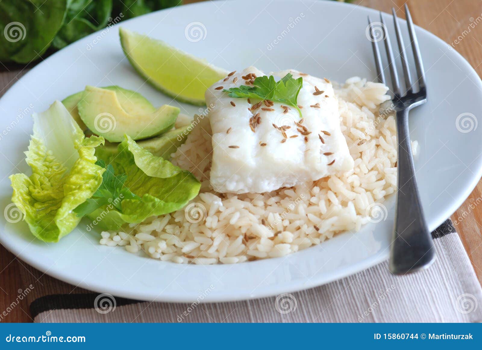 Haddock with rice stock photo. Image of vegetable, avocado 15860744