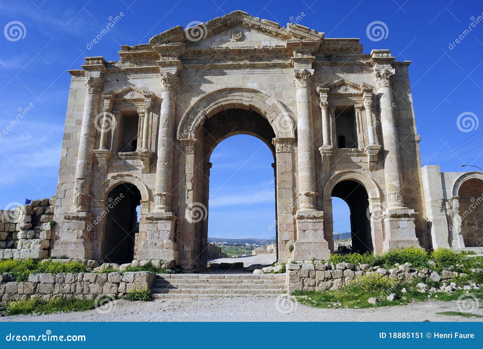 the hadrian gate in jerash. jordan