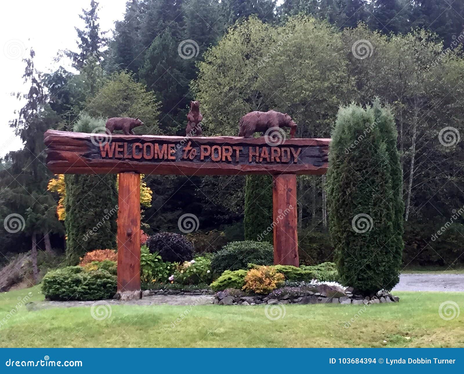 Hafen Hardy British Columbia Welcome Zeichen Stockfoto Bild Von