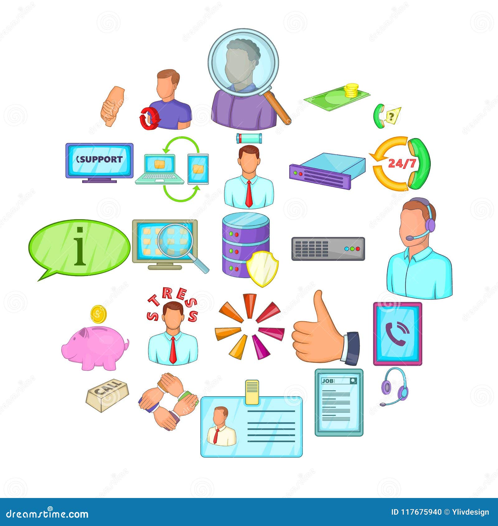 haggler icons set, cartoon style