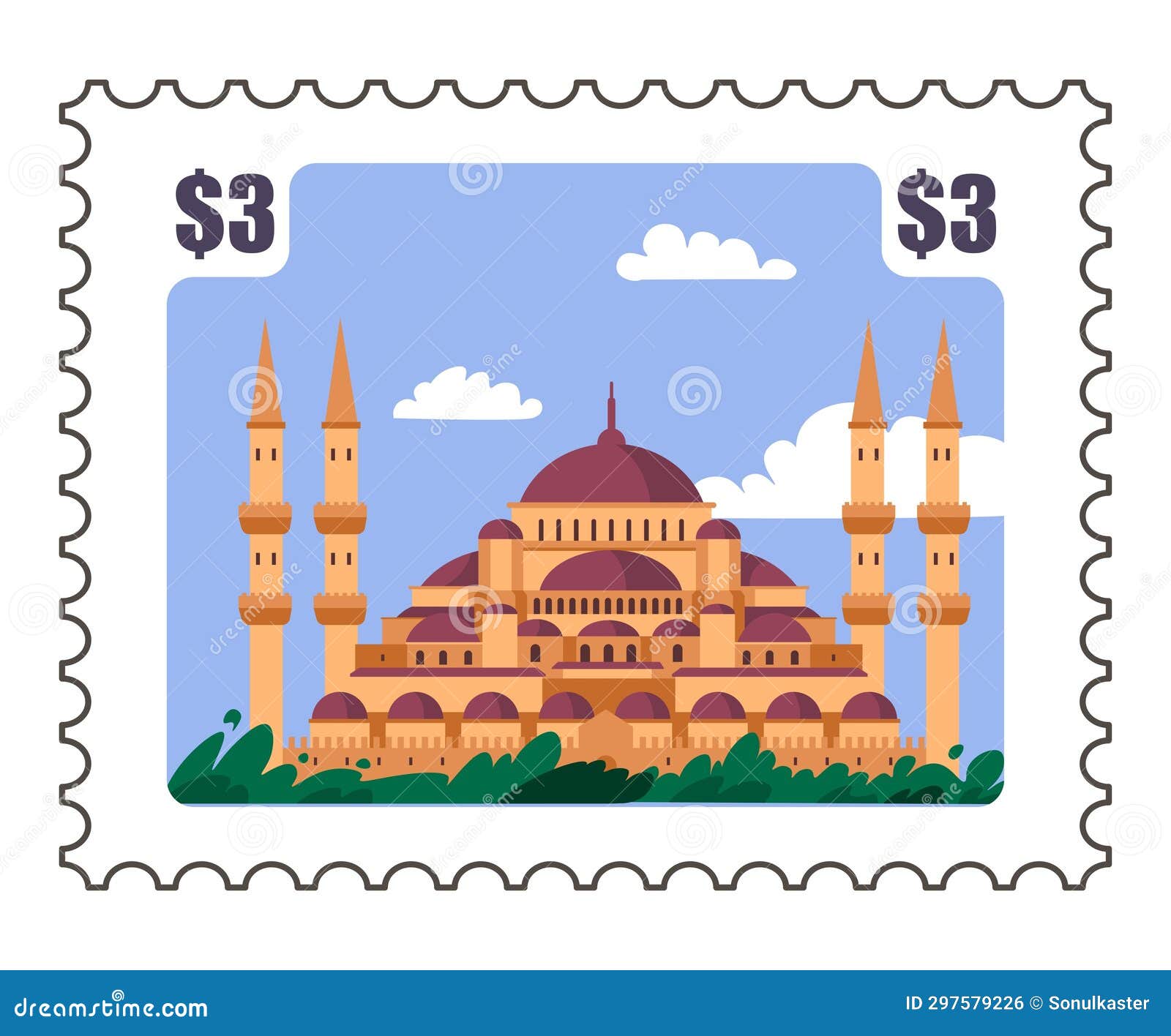 Postal stamps with famous world architecture Vector Image