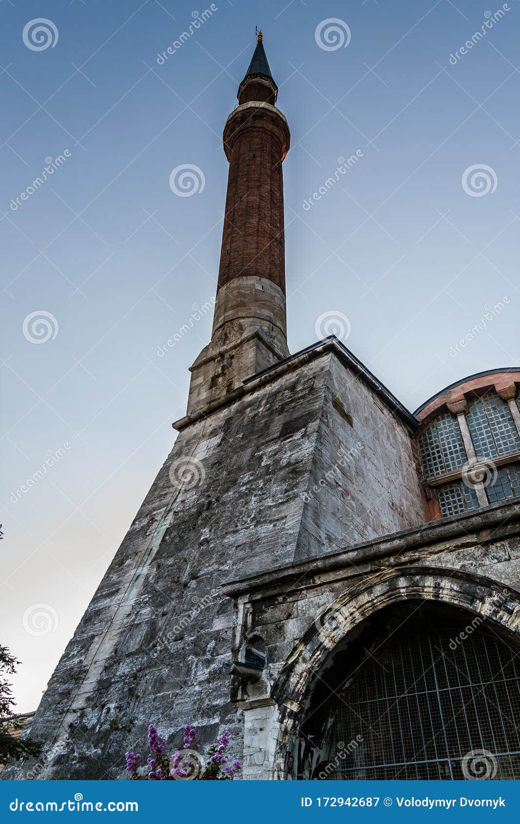 the exterior and a minaret of hagia sophia, istanbul