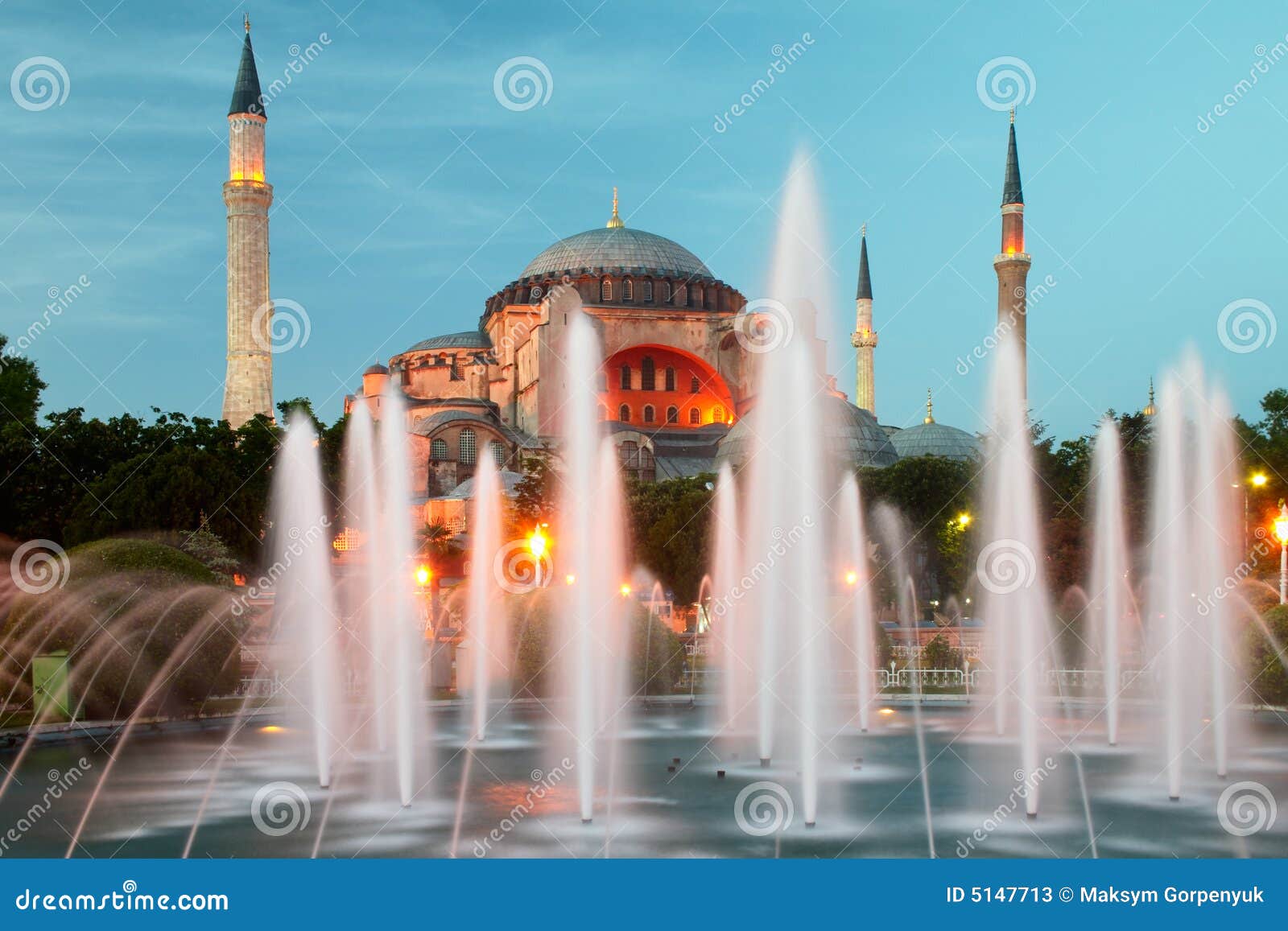 hagia sophia in istanbul with illumination