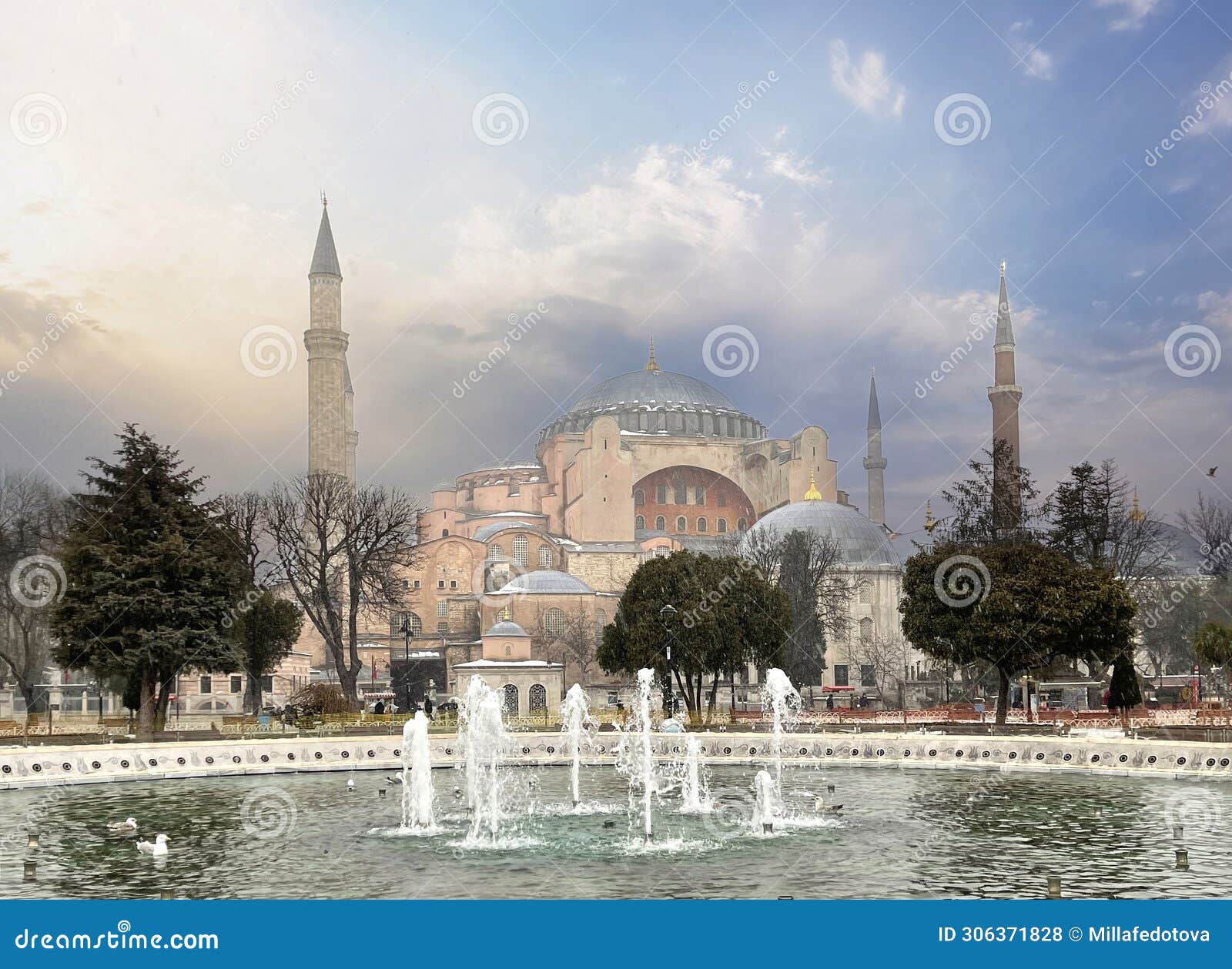 hagia sophia, istanbul landmark mosque and fontain