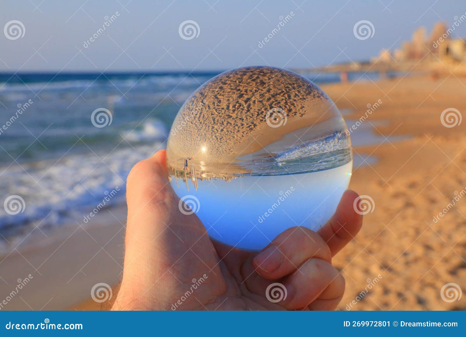 haifa israel in magic glass sphere