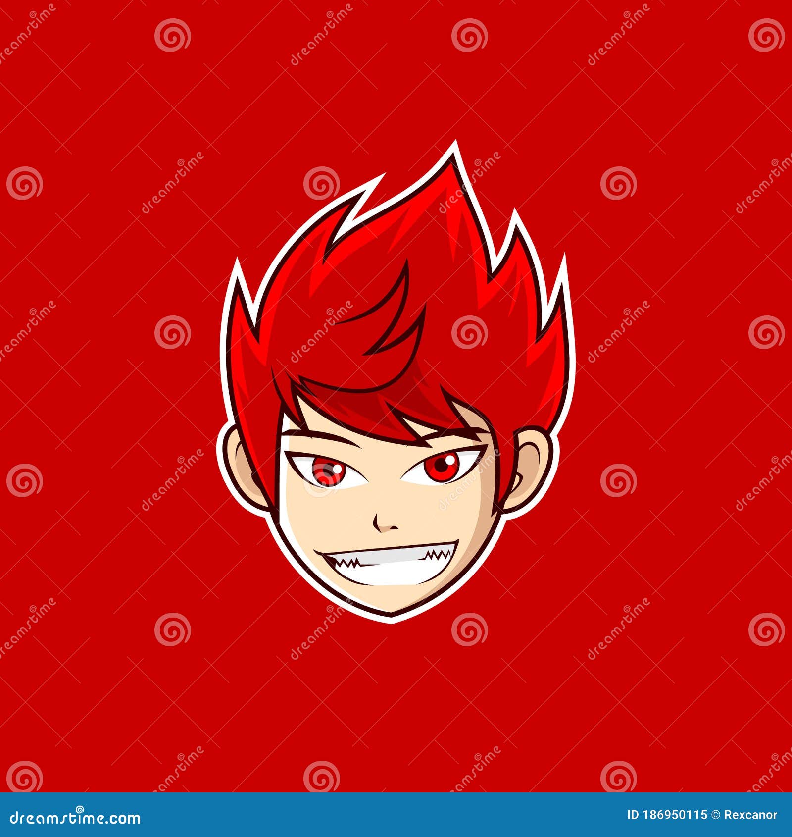 Anime Style Boy Head Smile Logo Design Stock Vector - Illustration of  community, event: 186950115