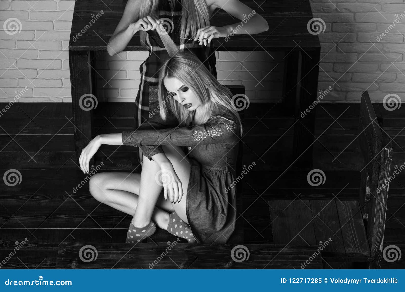 Hair Beautiful Two Blonde Girls Stock Image Image Of Style Stylist 122717285