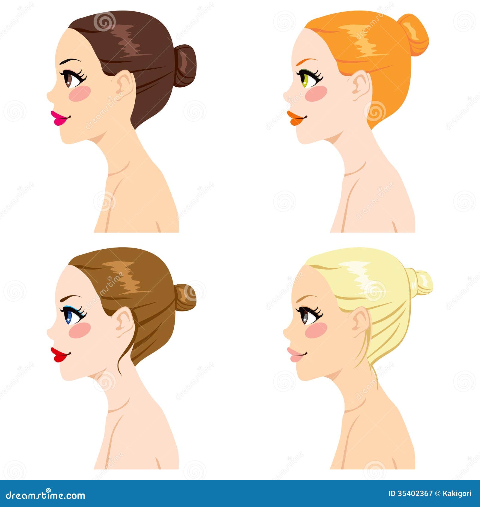 Hair Bun Styles stock vector. Illustration of fashion 