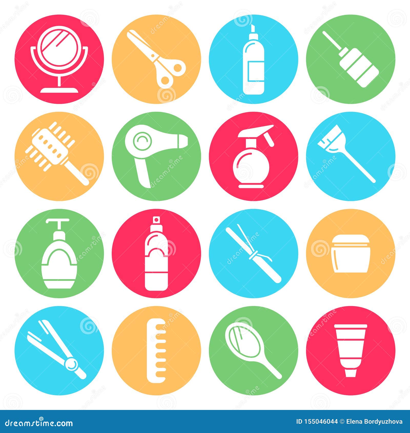 Hair Care Accessories Icons Set in Flat Style Stock Vector - Illustration  of color, care: 155046044