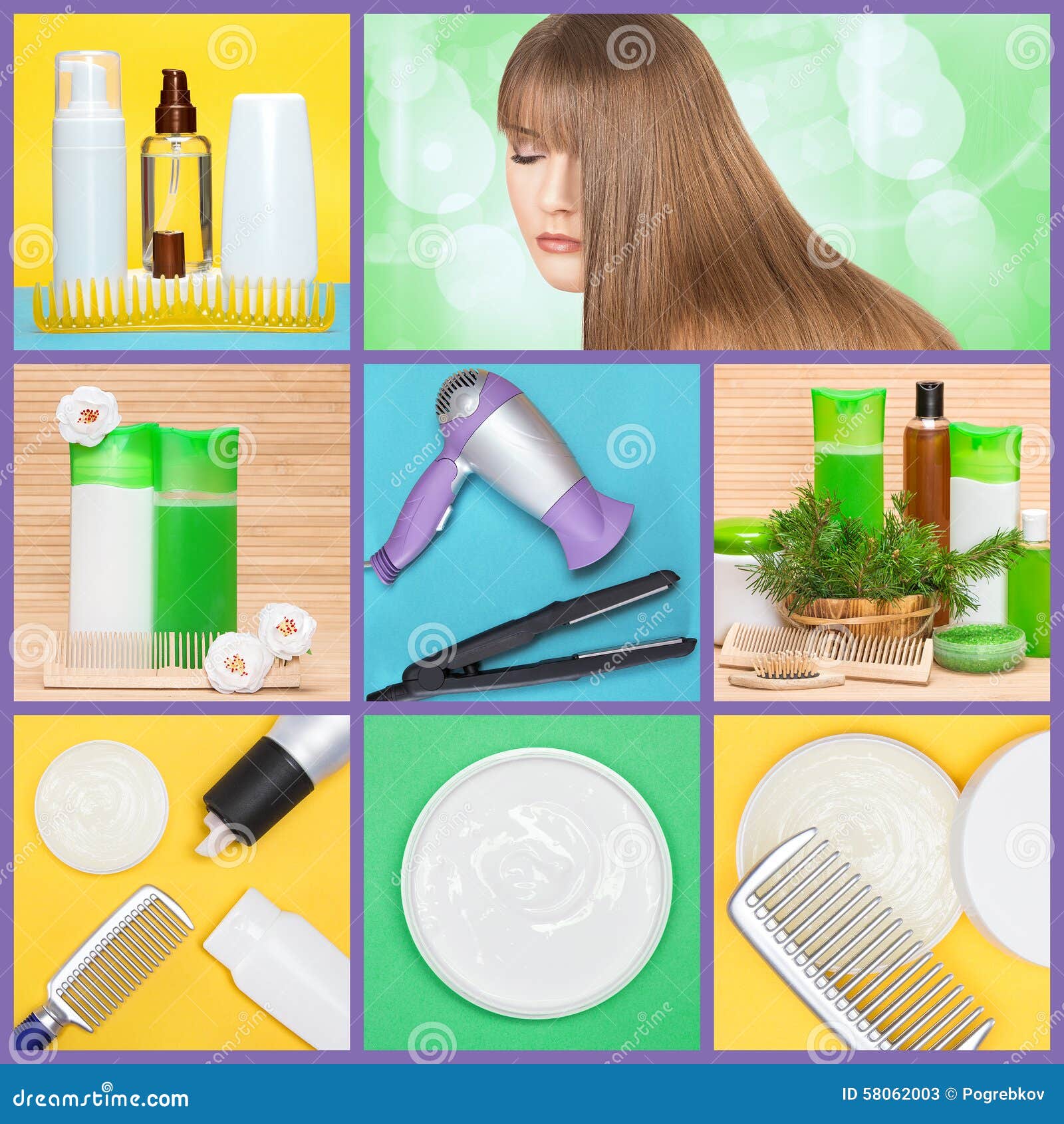 Hair Care and Styling Products and Implements Collage Stock Image - Image  of conditioner, hair: 58062003