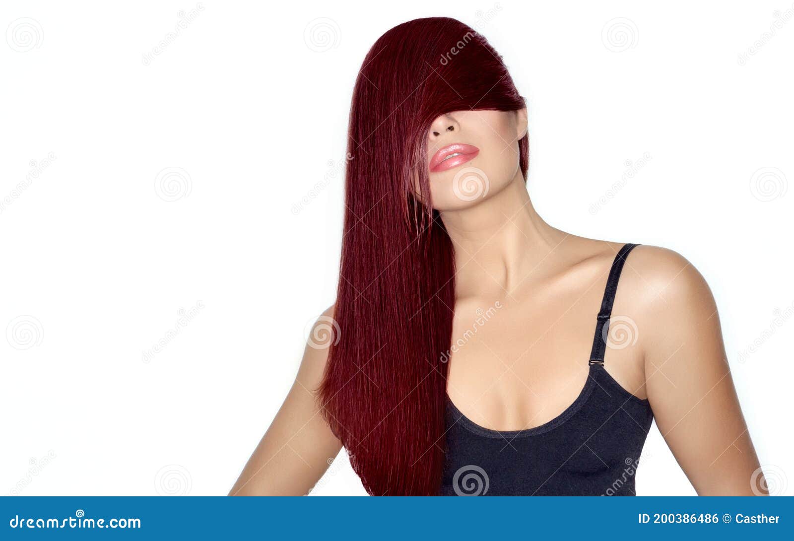 Hair Color and Hair Care Concept. Beauty Model Girl with Healthy Long Mahogany  Hair Stock Photo - Image of haircut, hairdresser: 200386486