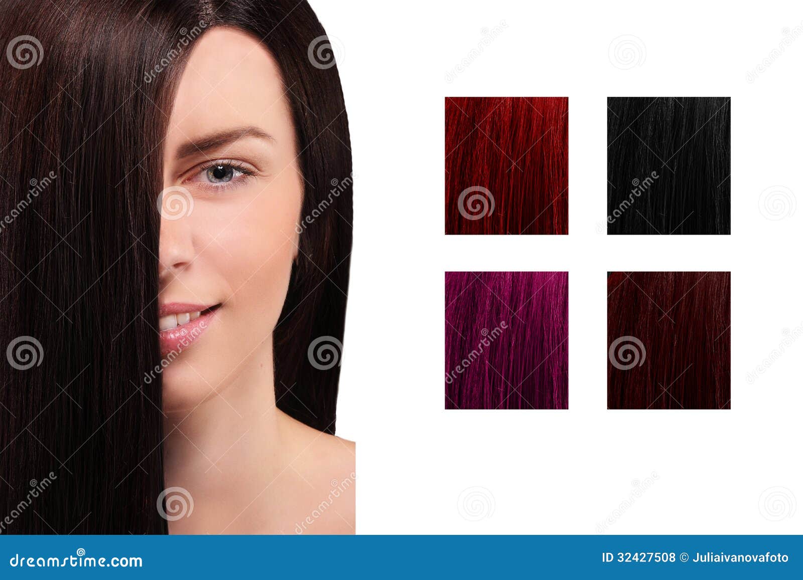 Hair Color Table with a Smiling Girl Stock Photo - Image of portrait,  brunette: 32427508