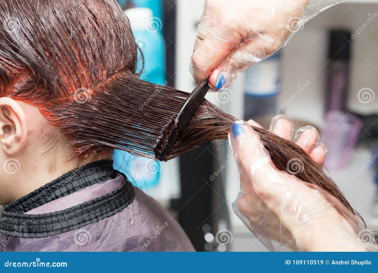 Hair Coloring in a Beauty Salon Stock Image - Image of people