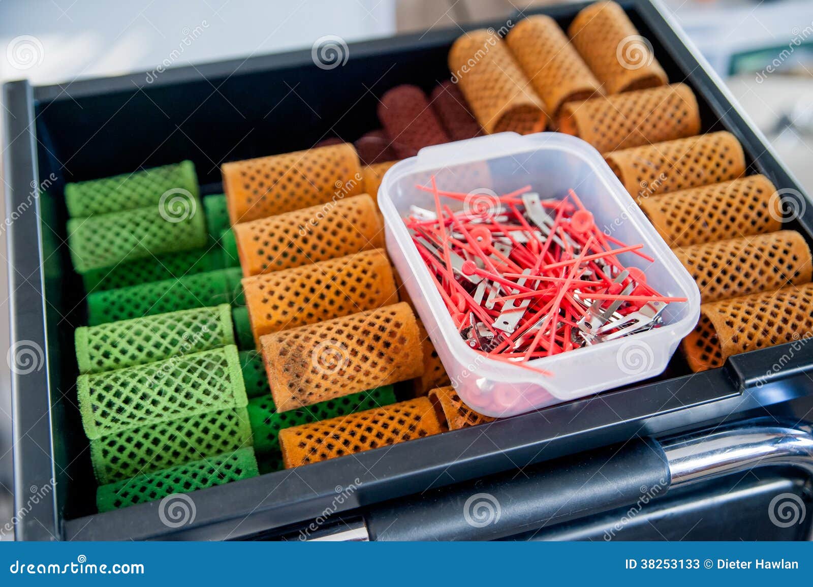Hair Curler Rods and Clips Set Stock Image Image of tool, orange