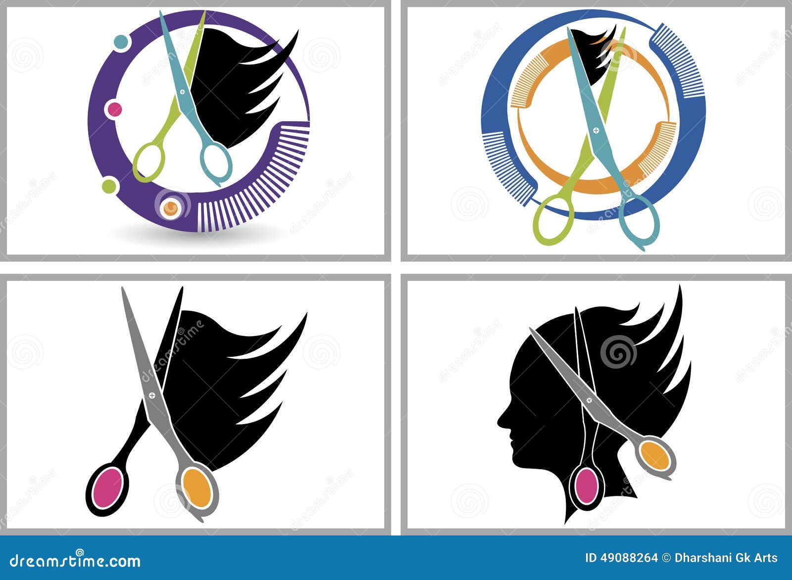 Hair Cut Logo Collection Stock Vector Image 49088264
