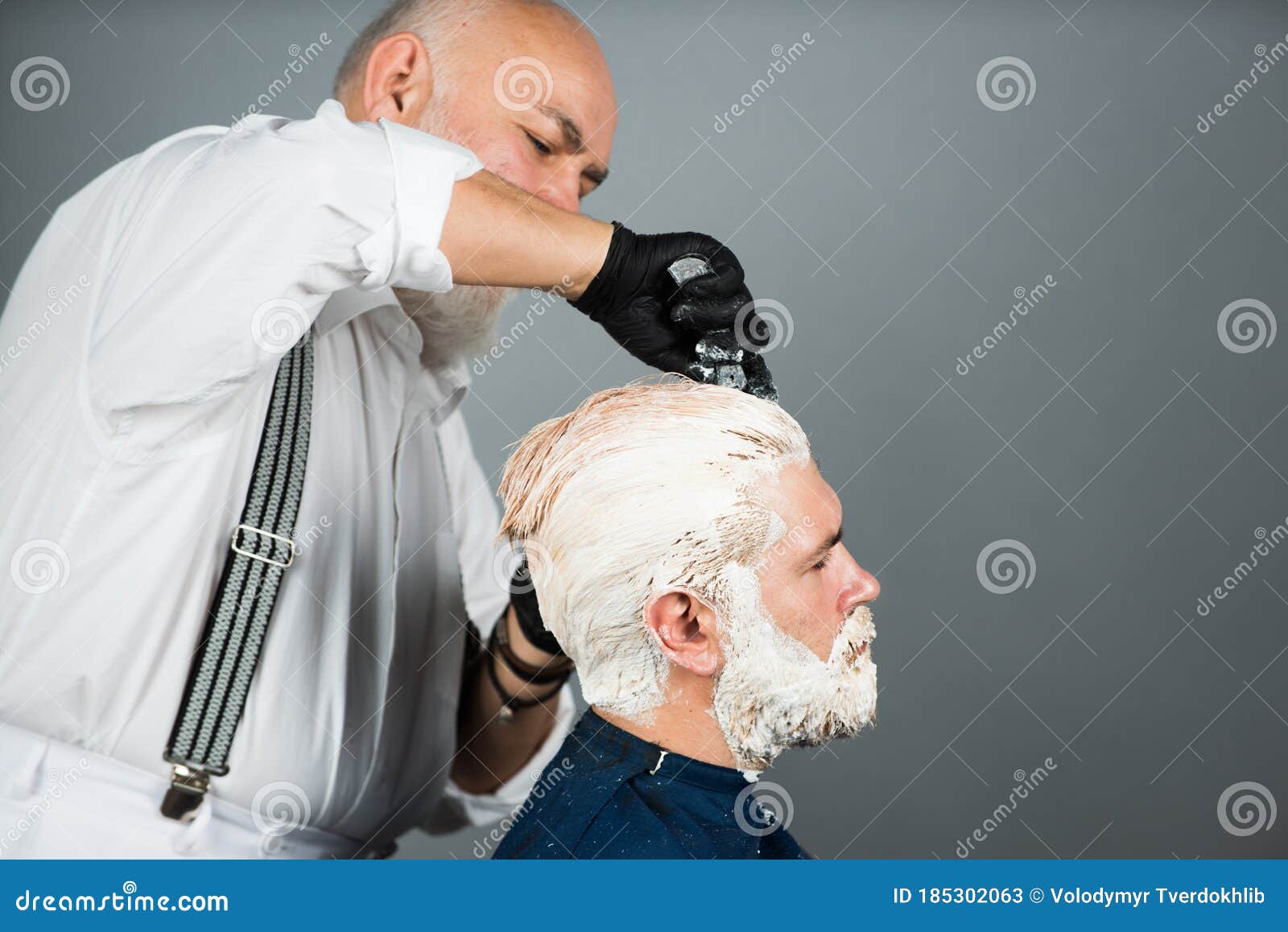 Hair Dye Customer Man. Hair Salon. Application of Cosmetics. Hair Coloring  in a Beauty Salon. Stock Image - Image of blonde, hairdo: 185302063
