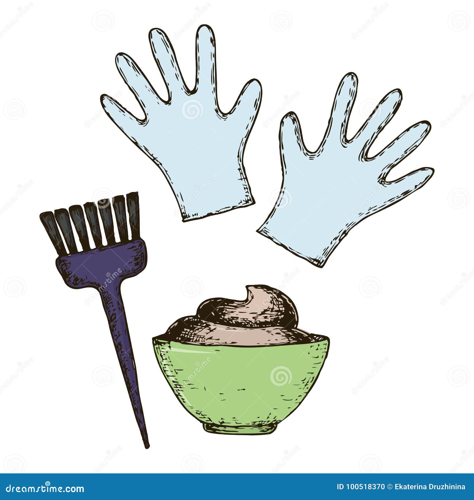 Hair dye tools stock vector. Illustration of brush, makeup 100518370