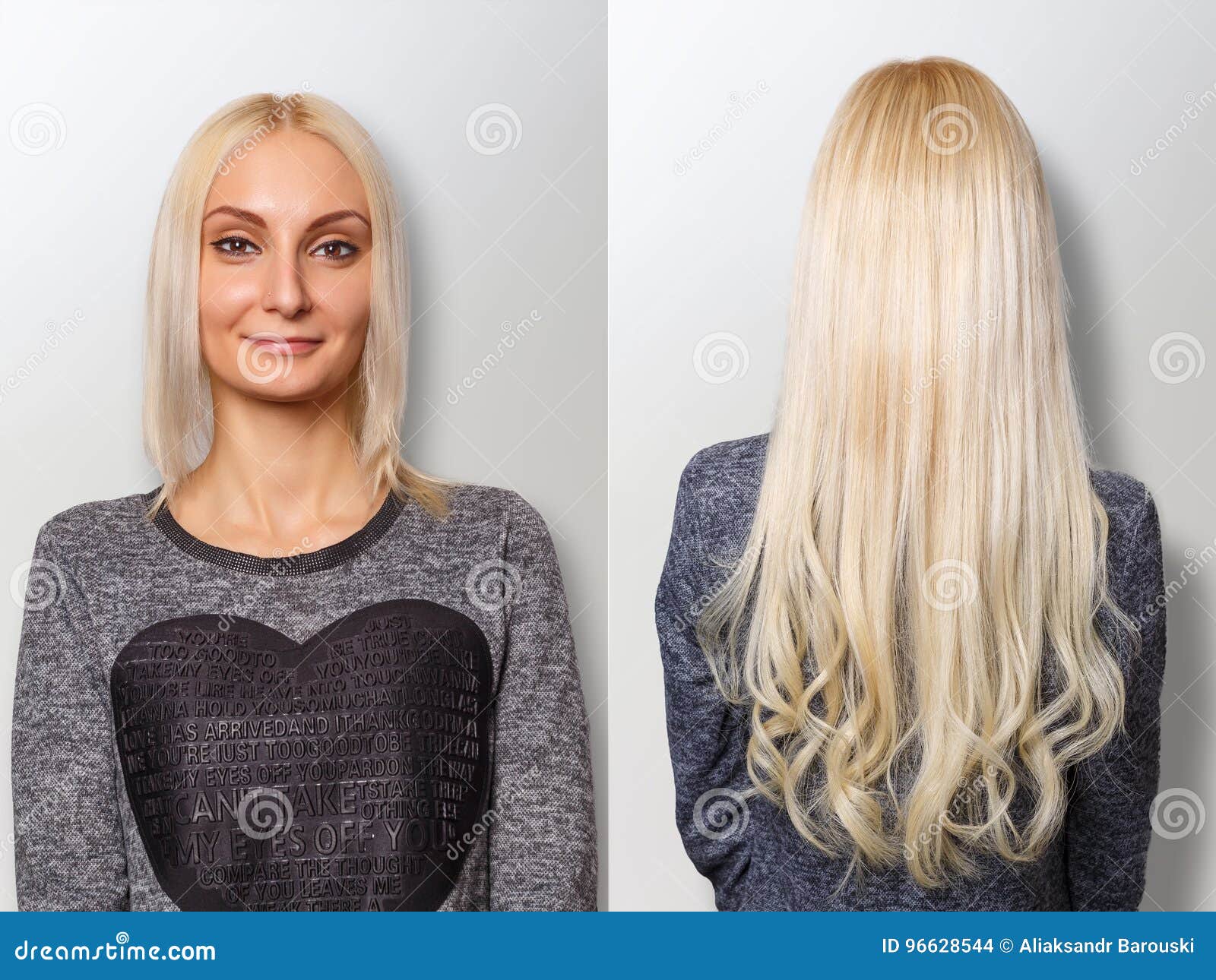 hair extensions procedure. hair before and after.