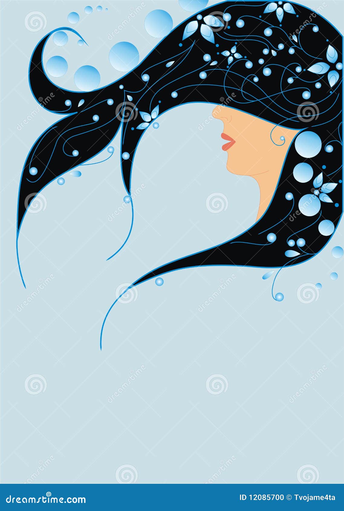 Hair in a flowered stock vector. Illustration of beautiful - 12085700