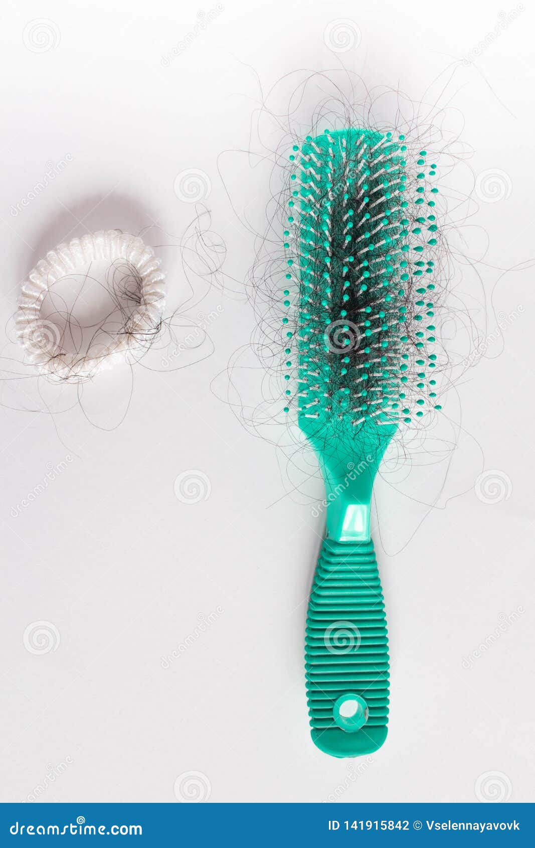 Hair Fall Out. Hairbrush with Hair on a White Background. Comb in Hand.  Stock Photo - Image of heap, alopecia: 141915842