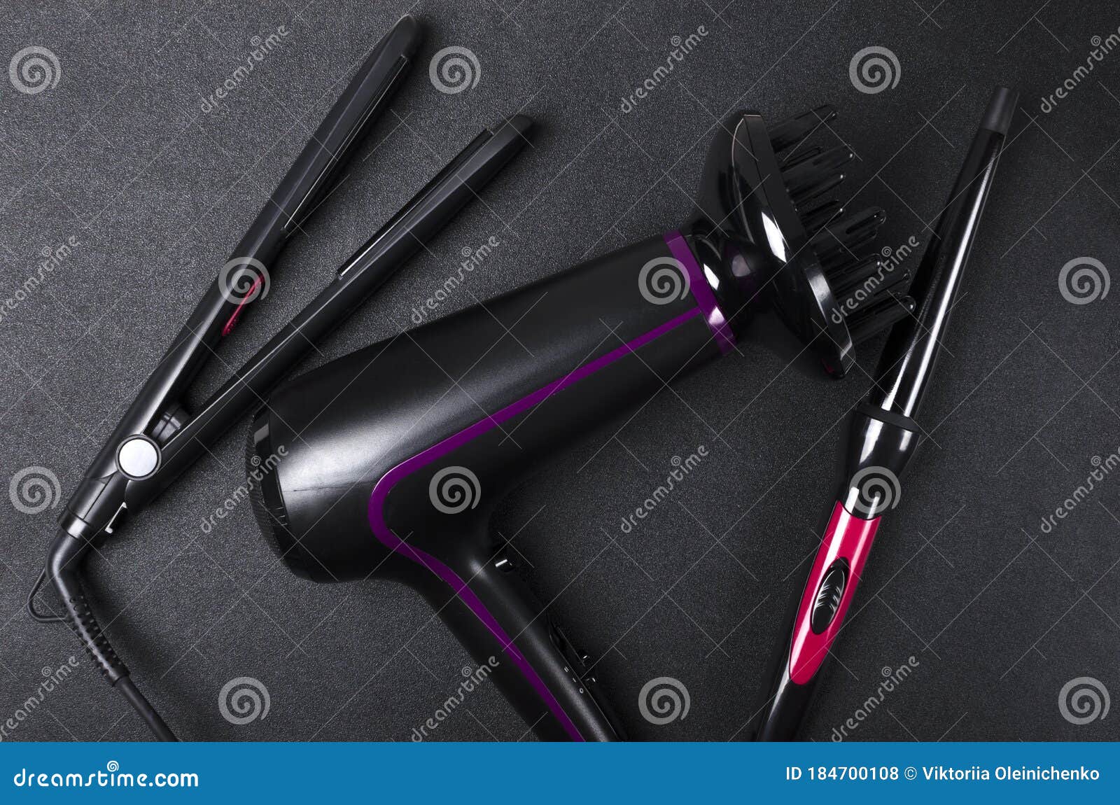 Hair Master`s Equipment on the Black View of Dark Professional Hair Dryer, Curling Iron, Straightening Iron Stock Photo - Image of grooming, ceramic: 184700108 Hair Master`s Equipment on the Black View of Dark Professional Hair Dryer, Curling Iron, Straightening Iron Stock Photo - Image of grooming, ceramic: 184700108