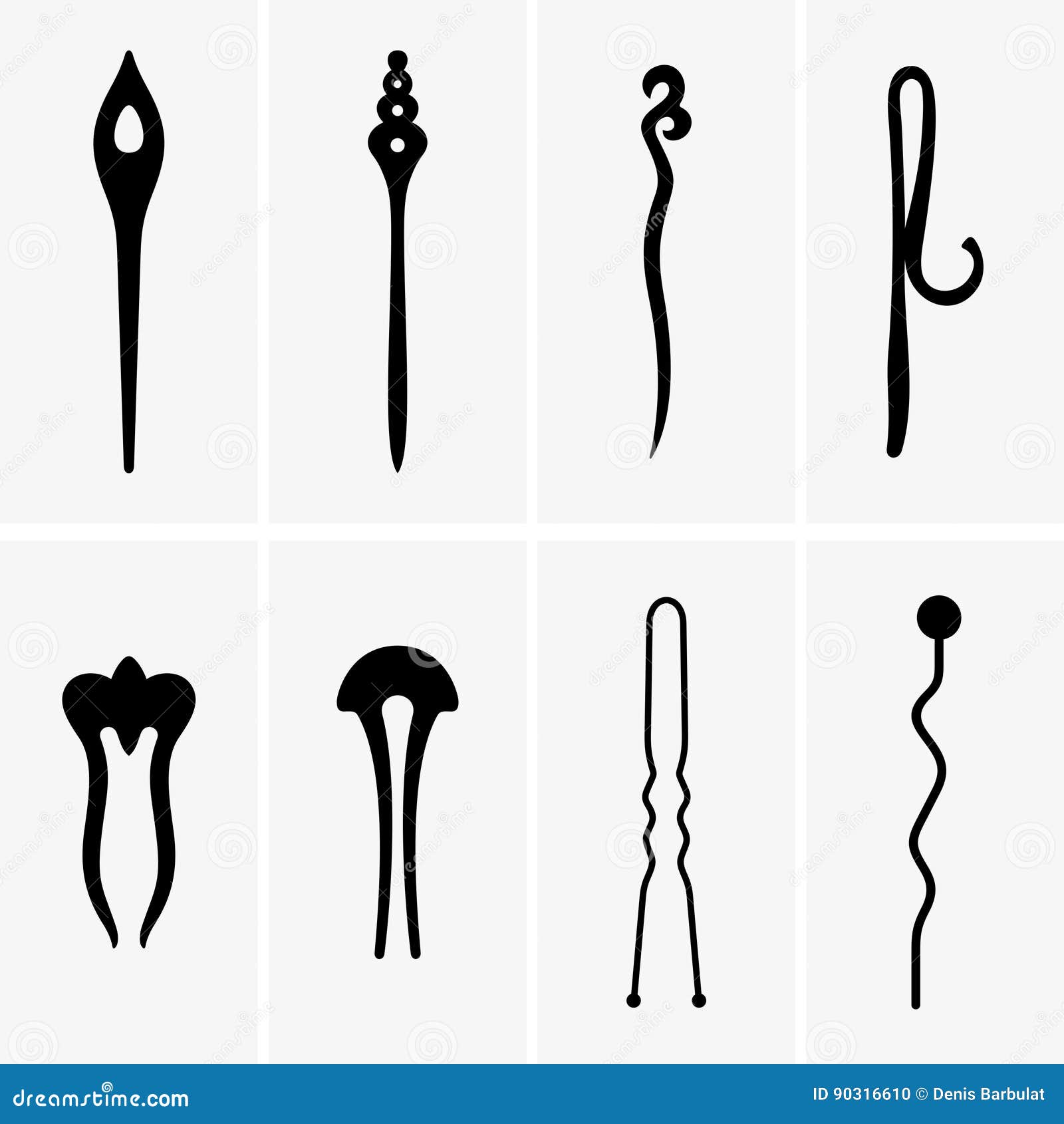 Hair pins stock vector. Illustration of silhouette, hair 90316610