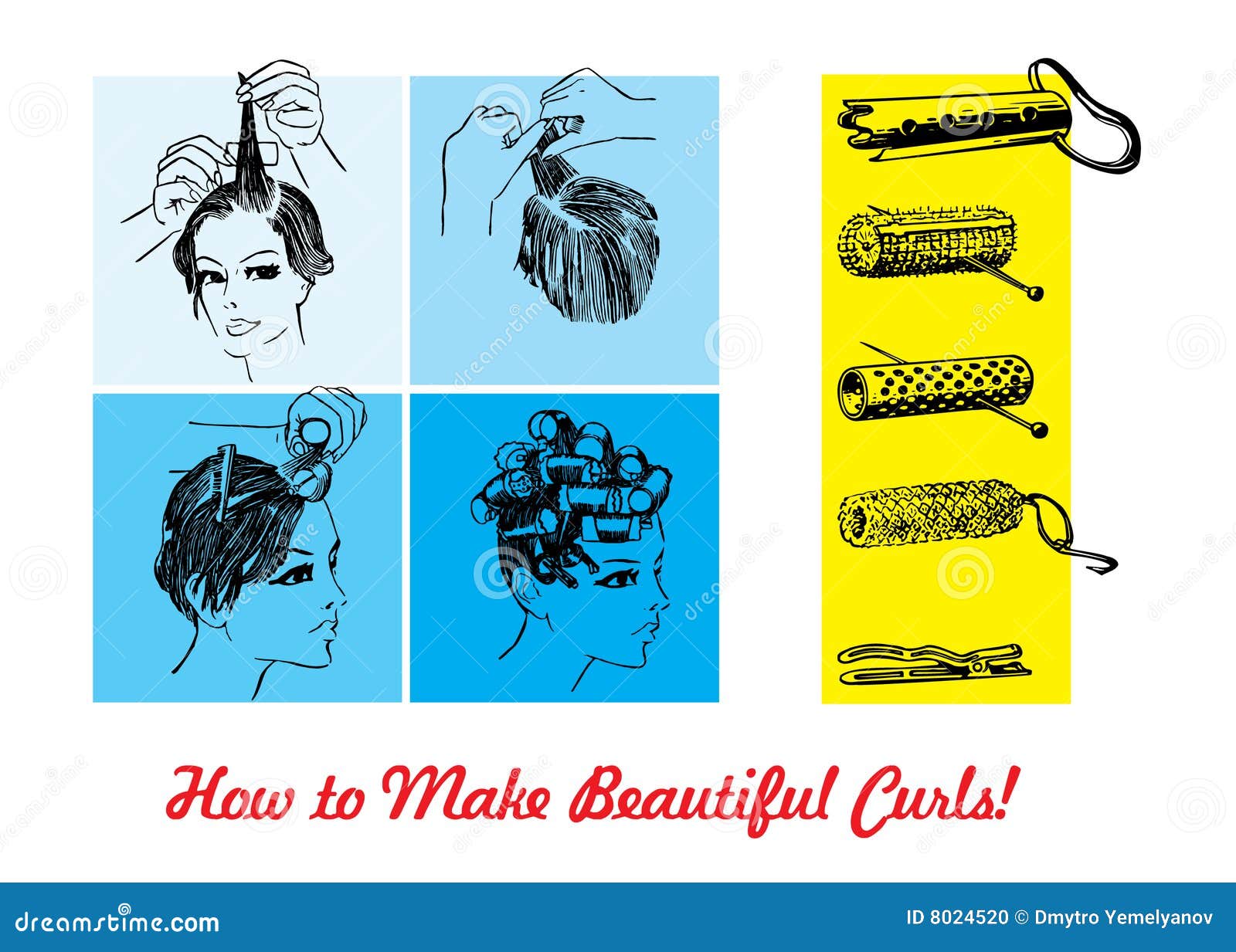 Hair Rollers stock vector. Illustration of stylish, attractive 8024520